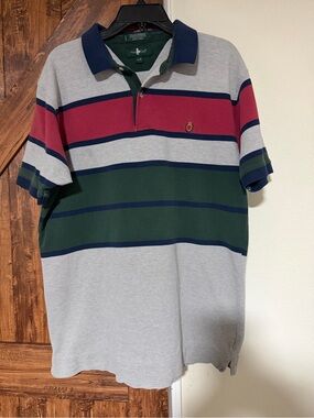 Hunt Club Vintage Men Preppy Rugby Polo Shirt Size Large